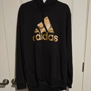 Adidas Men's Black Sweater with Gold Camouflage Logo